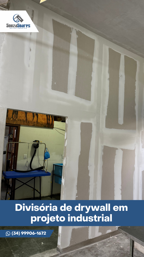 divisória de drywall em projeto industrial